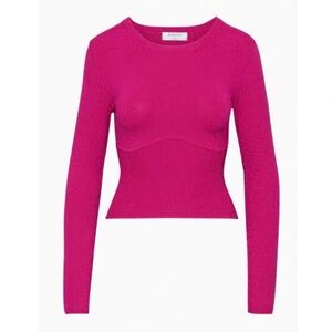 Babaton Pink Long Sleeve Knit Top